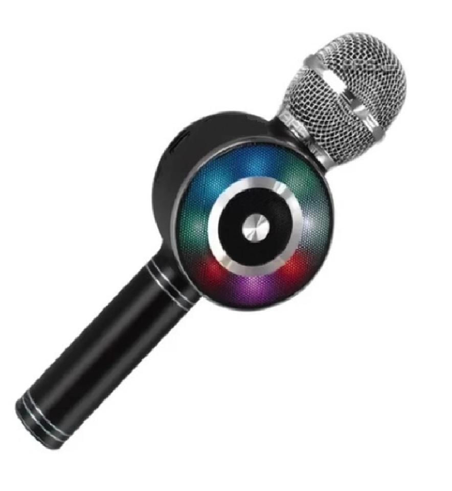 Microfone  Bluetooth Sd Usb Com 4 Efeitos De Voz Ws-669 Preto