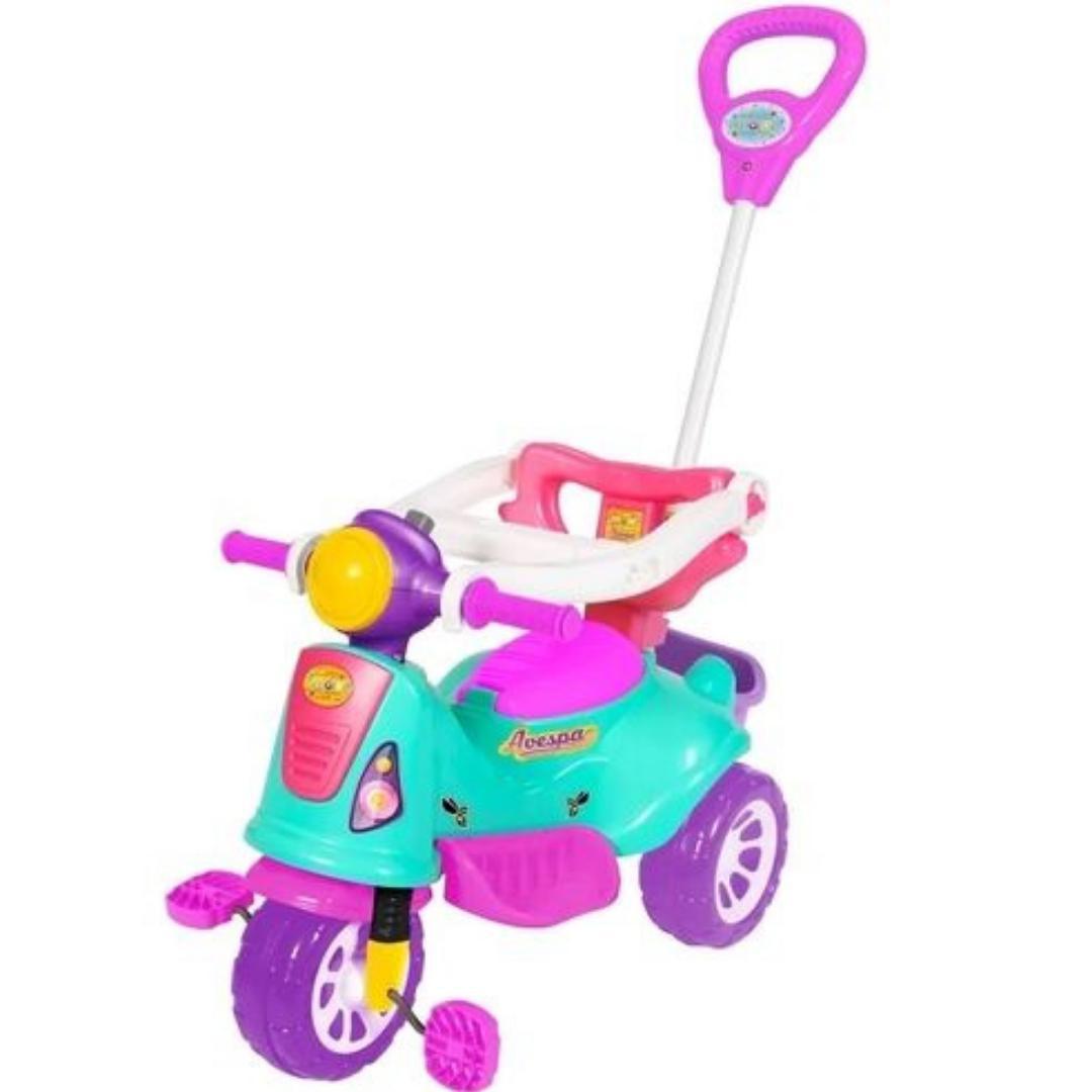 Triciclo Infantil Maral Retrô Com Empurrador Pink