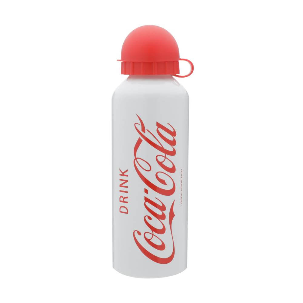Squeeze Alumínio Coca-Cola Drink Branco Vermelho 6,5X21cm - 500ml