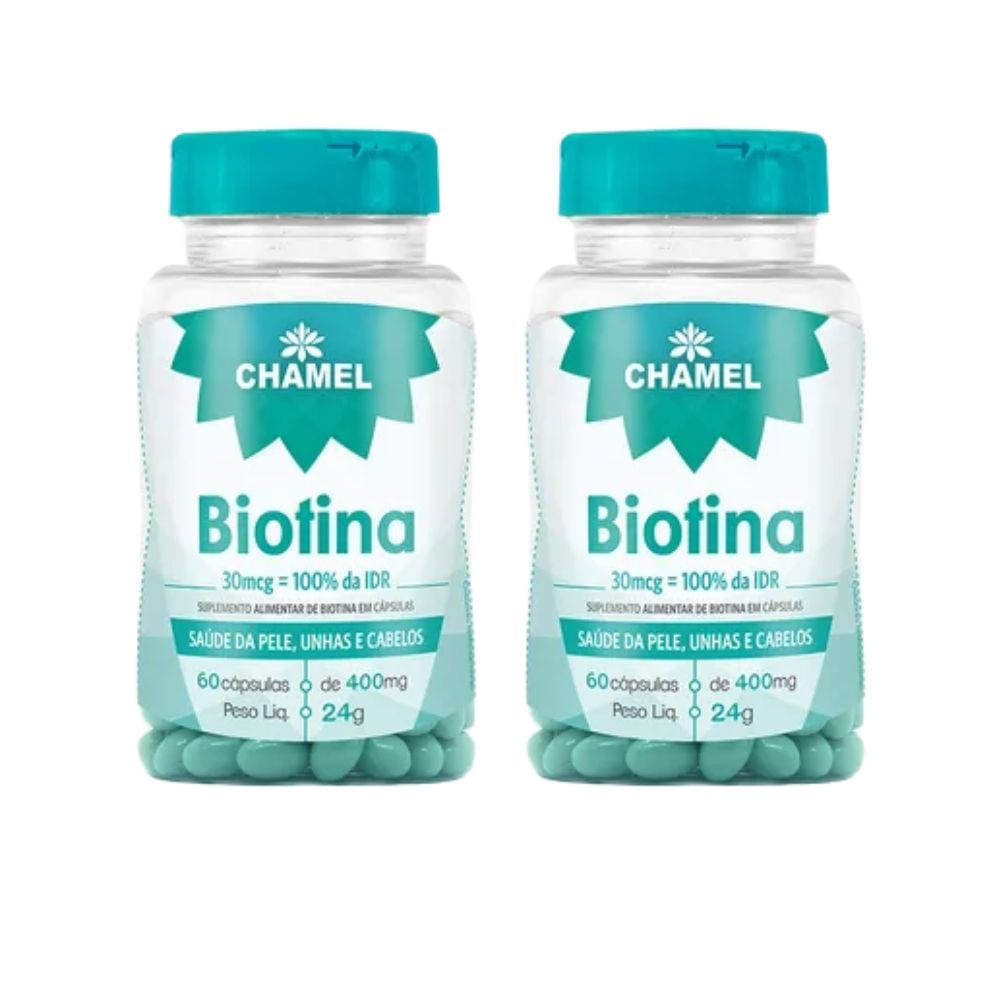 Biotina 30mcg      60 cápsulas de 400mg CHAMEL    2 Frascos