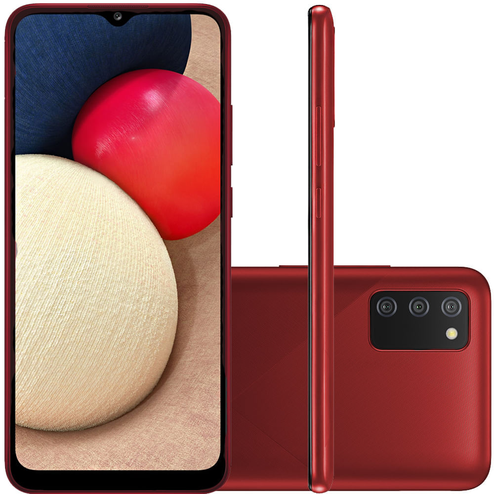 Celular Samsung Galaxy A02s Vermelho 32GB Tela 6.5" 3GB RAM Câmera Tripla 13MP + 2MP + 2MP