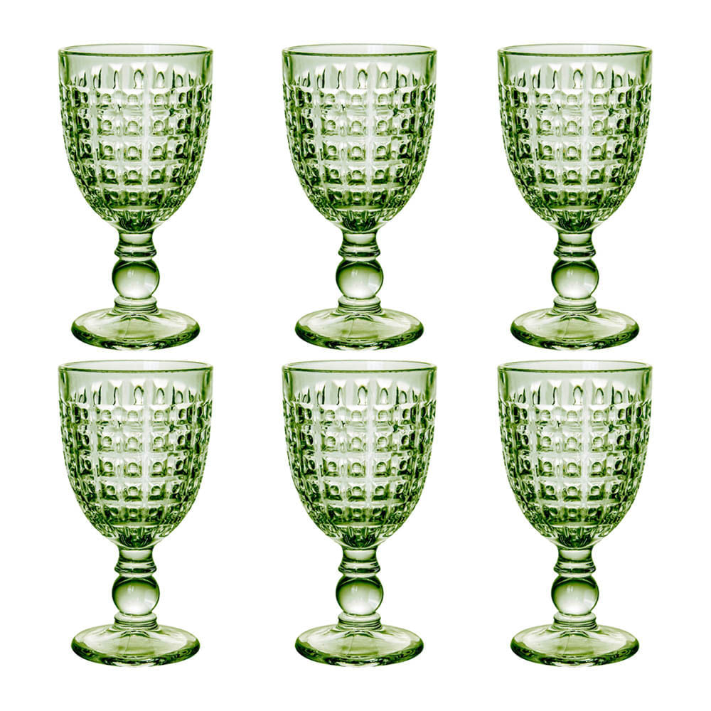 Jogo de taças em vidro L'Hermitage Chevalier 330ml 6 peças verde