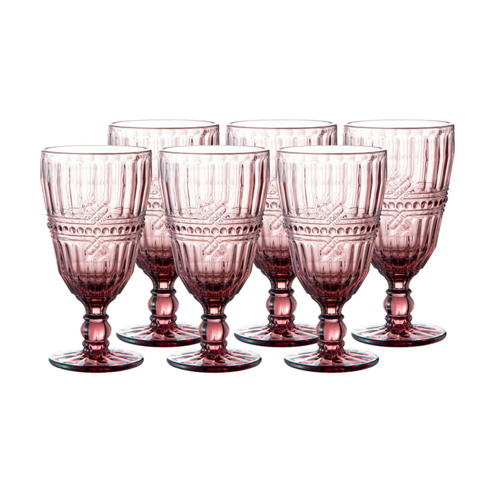 Jogo de taças em vidro L'Hermitage Fratello 330ml 6 peças roxa