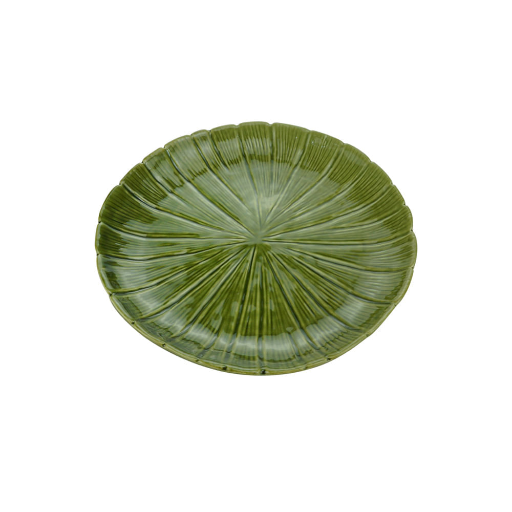 Prato decorativo em cerâmica Lyor Banana Leaf 24,5x24,5x3cm verde