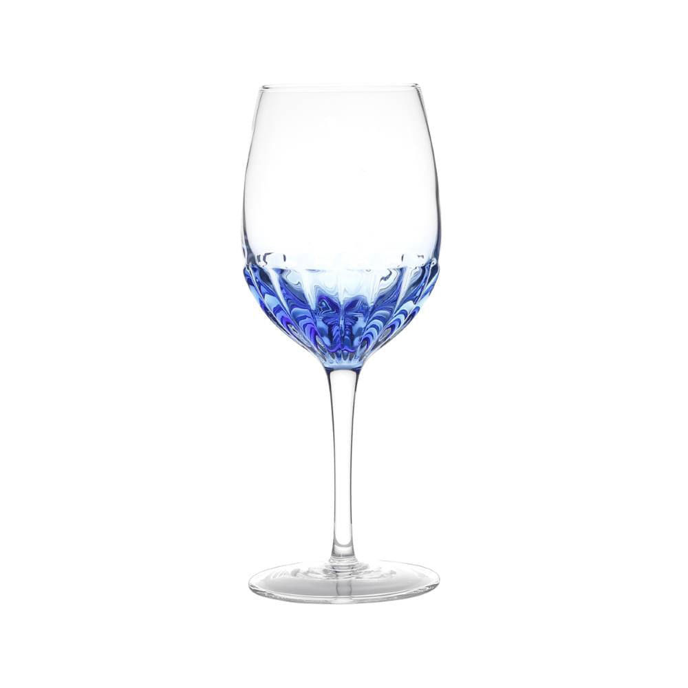 Jogo 6/Taças Vidro Craquel P/Vinho Azul 360ml