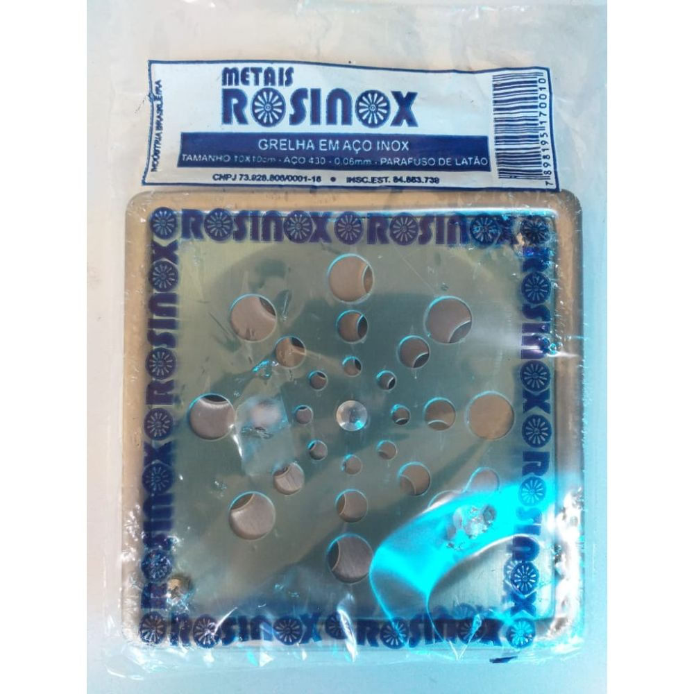 Ralo Grelha Quadrado Aço Inox 10x10 Abre e Fecha p/ Banheiro