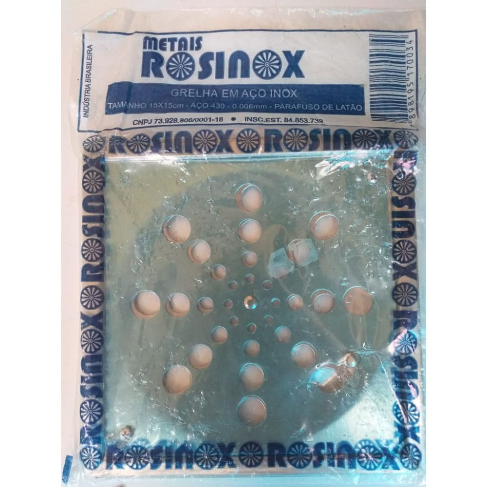Ralo Grelha Quadrado Aço Inox 15x15 Abre e Fecha p/ Banheiro