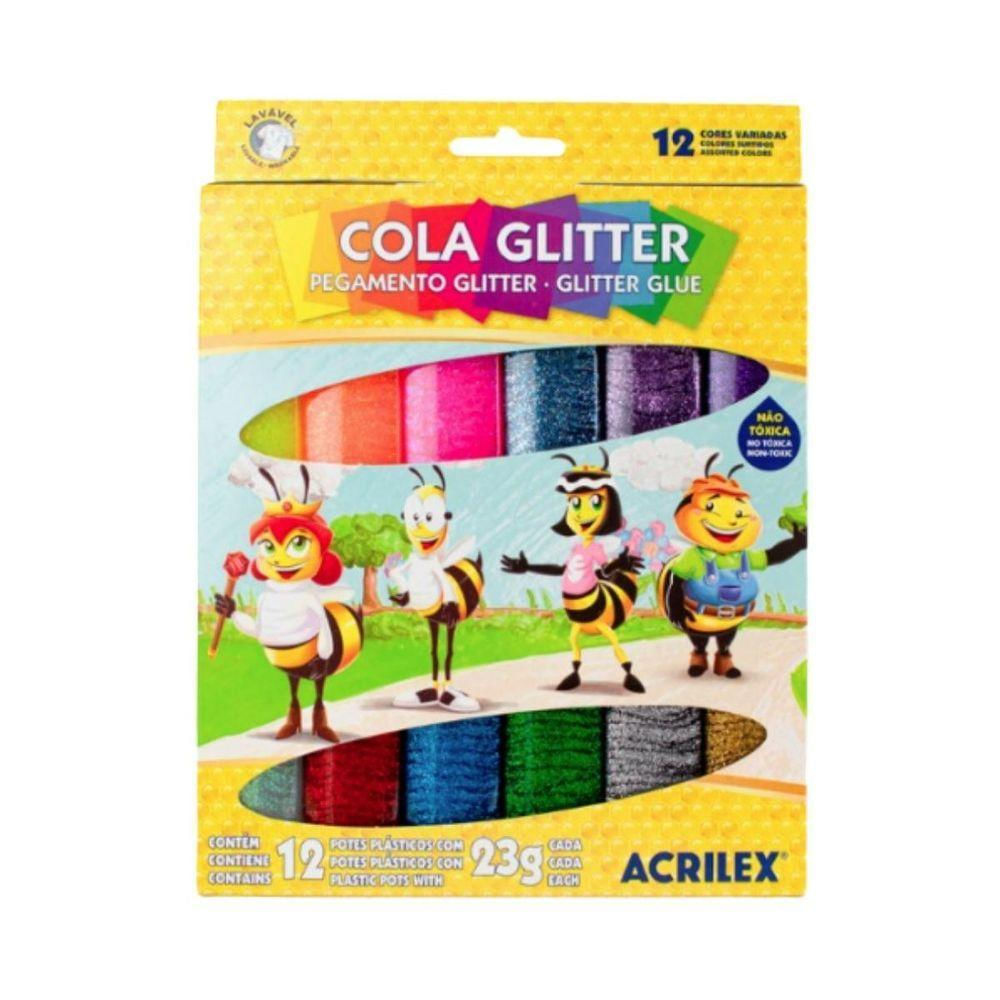 Cola Glitter Colorida Com 12 Cores - Acrilex
