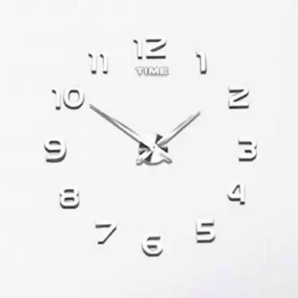 Relógio Parede 3d Ajustável De 70 A 120cm Prateado Luxo 1,2m