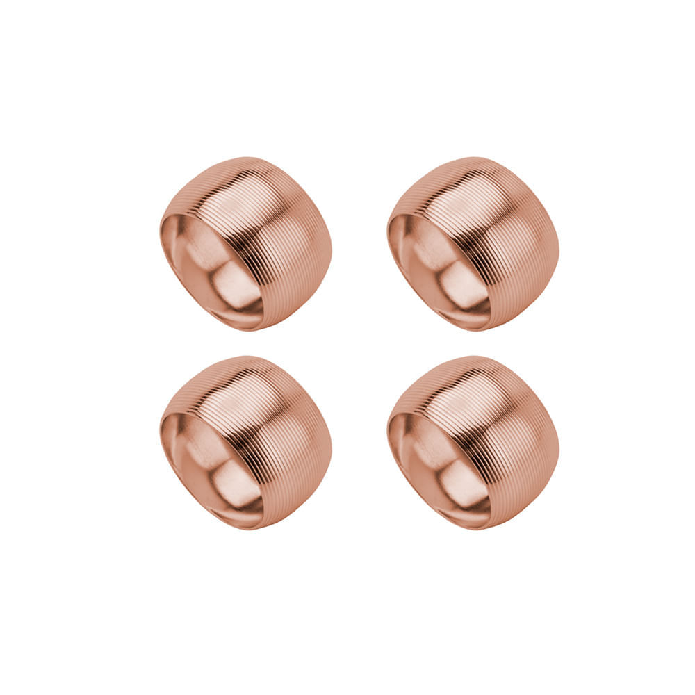 Jogo de anéis para guardanapos em aço Lyor Circle 4,5cm 4 peças cobre