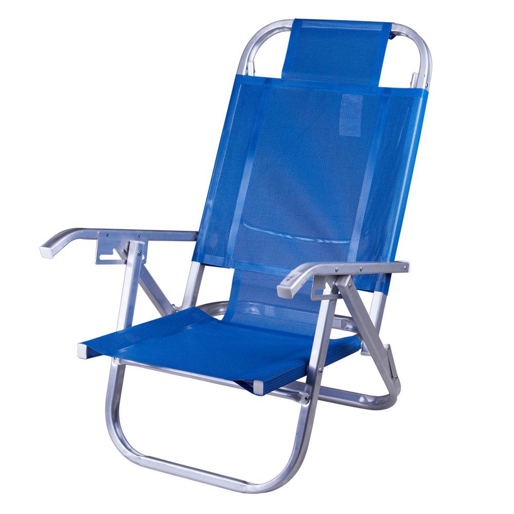 Cadeira de Praia 5 Posições Alumínio Copacabana Botafogo CAD0399 Azul Royal