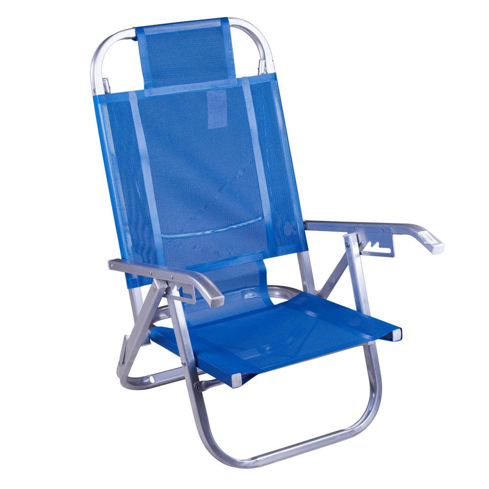 Cadeira de Praia 5 Posições Alumínio Copacabana Botafogo CAD0399 Azul Royal