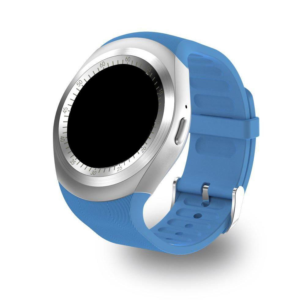 Relógio Smartwatch Y1 Touch Chip Ligações Câmera Azul