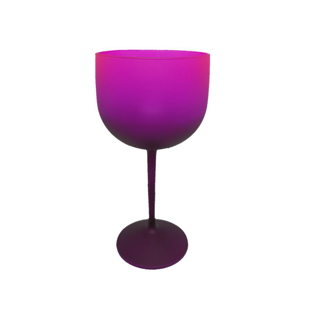 Kit 6 Taças De Gin Degradê Roxo/Pink Neon Acrílico 550 Ml