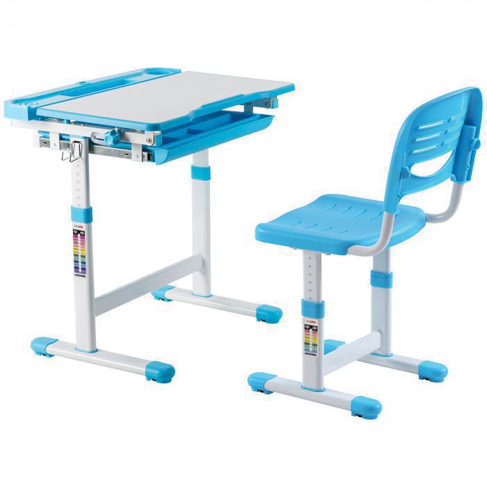Mesa E Cadeira Infantil Ajustável Azul/Branco