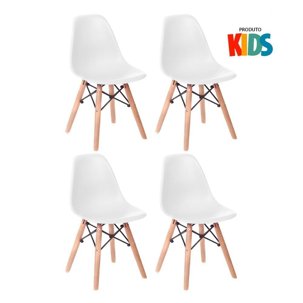 Kit 4 Cadeiras Eames Junior Branco Branco