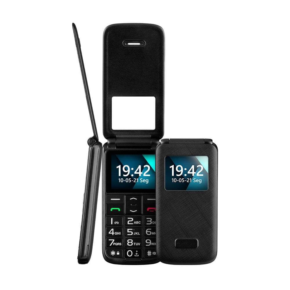 Celular Flip Vita Lite Dual Chip Rádio FM + MP3 + Bluetooth 2,1 Preto Multilaser - P9142 P9142
