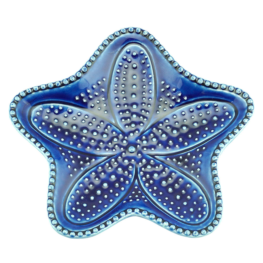 Conjunto de 4 pratos de cerâmica Estrela Ocean 15 cm - Azul