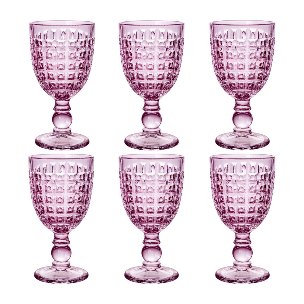Jogo de taças em vidro L'Hermitage Chevalier 330ml 6 peças roxa