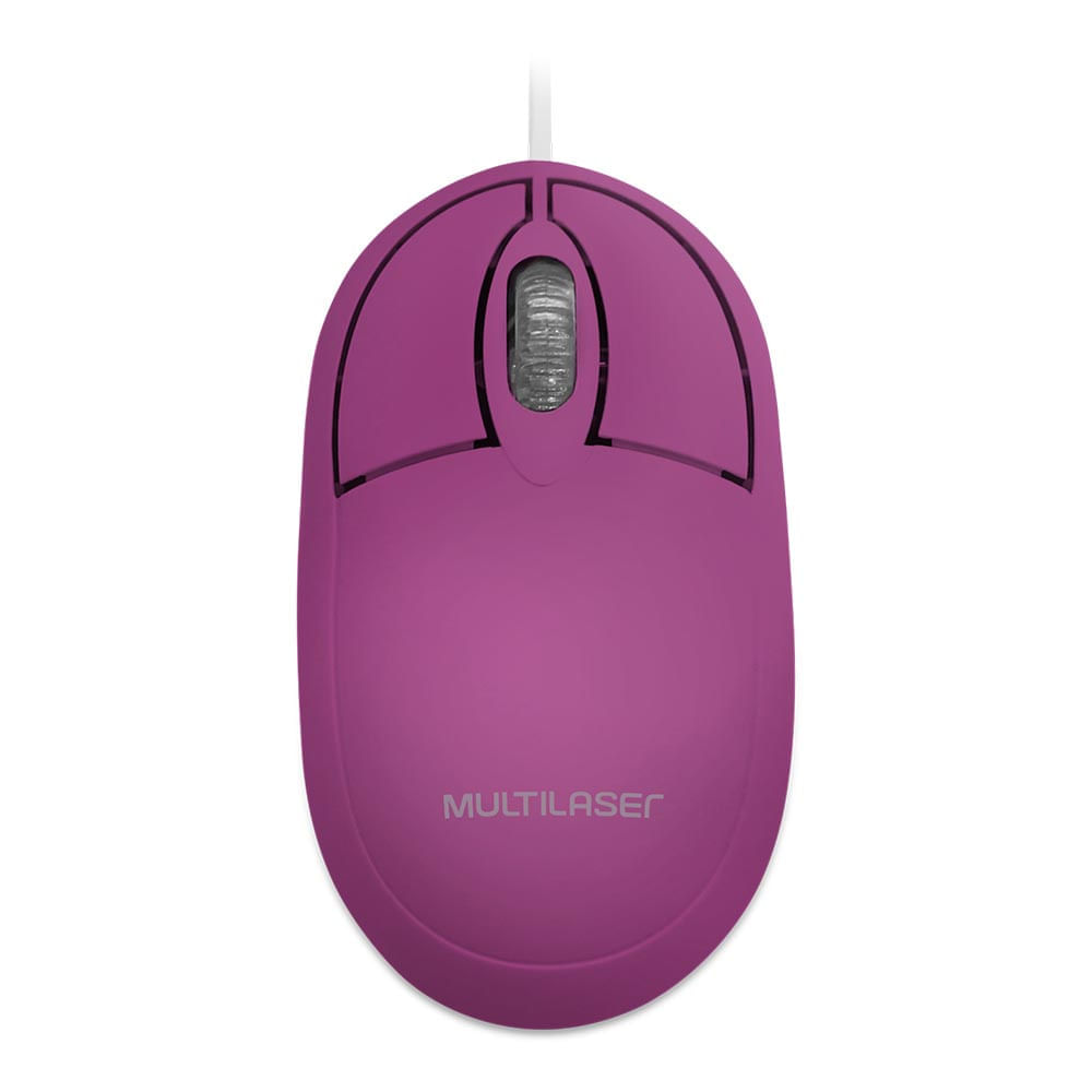 Mouse Com Fio Classic Conexão USB 1200dpi Cabo de 120cm 3 Botões Rosa - MO304 MO304