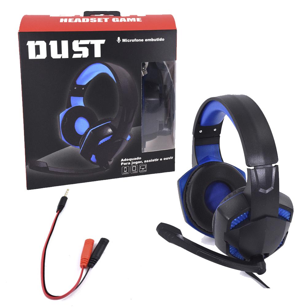 Fone De Ouvido Gamer Headset Com Led Azul - Dust