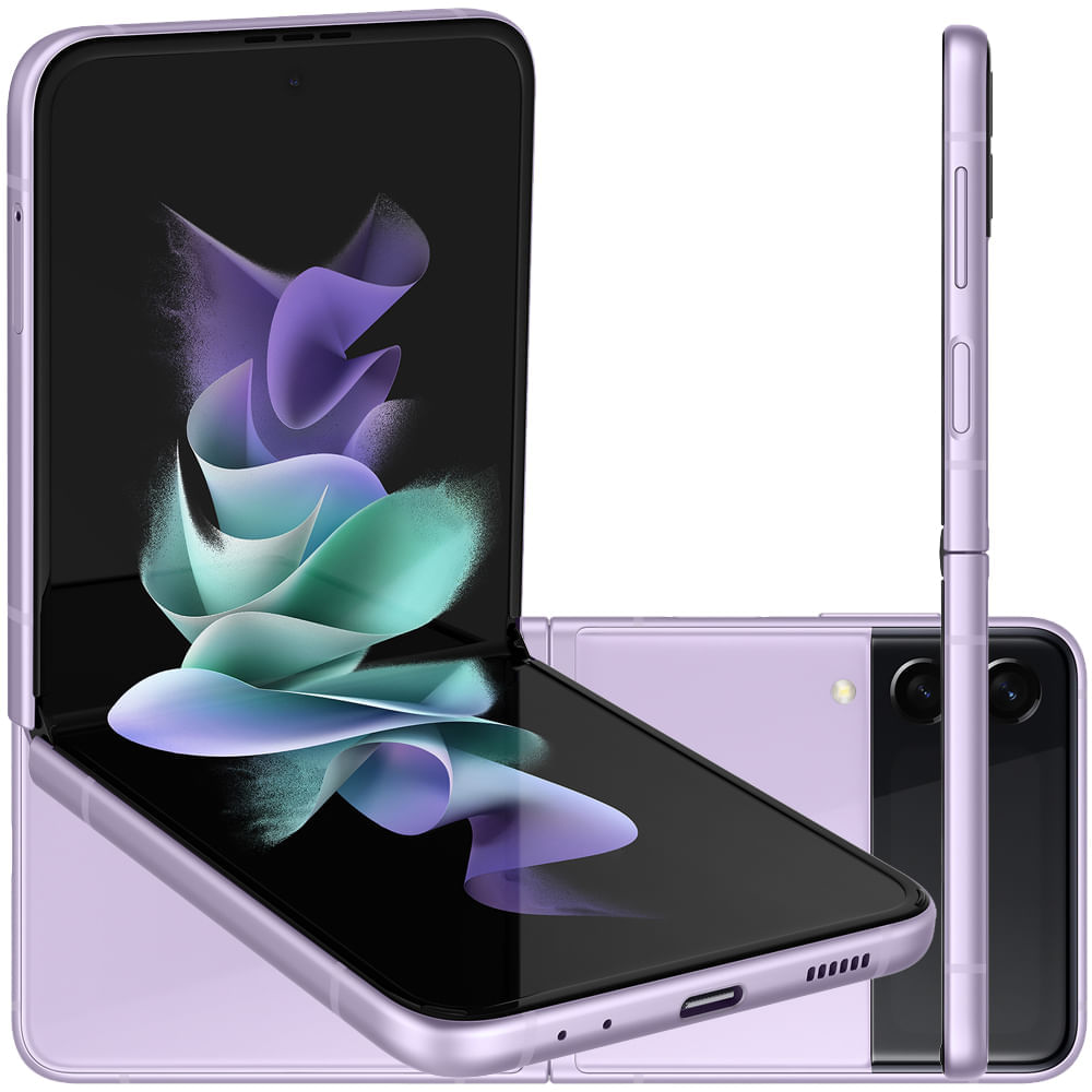 Celular Samsung Galaxy Z Flip3 5G Violeta 128GB Tela Dobrável 6.7" 8GB RAM Câmera Dupla 12MP + 12MP