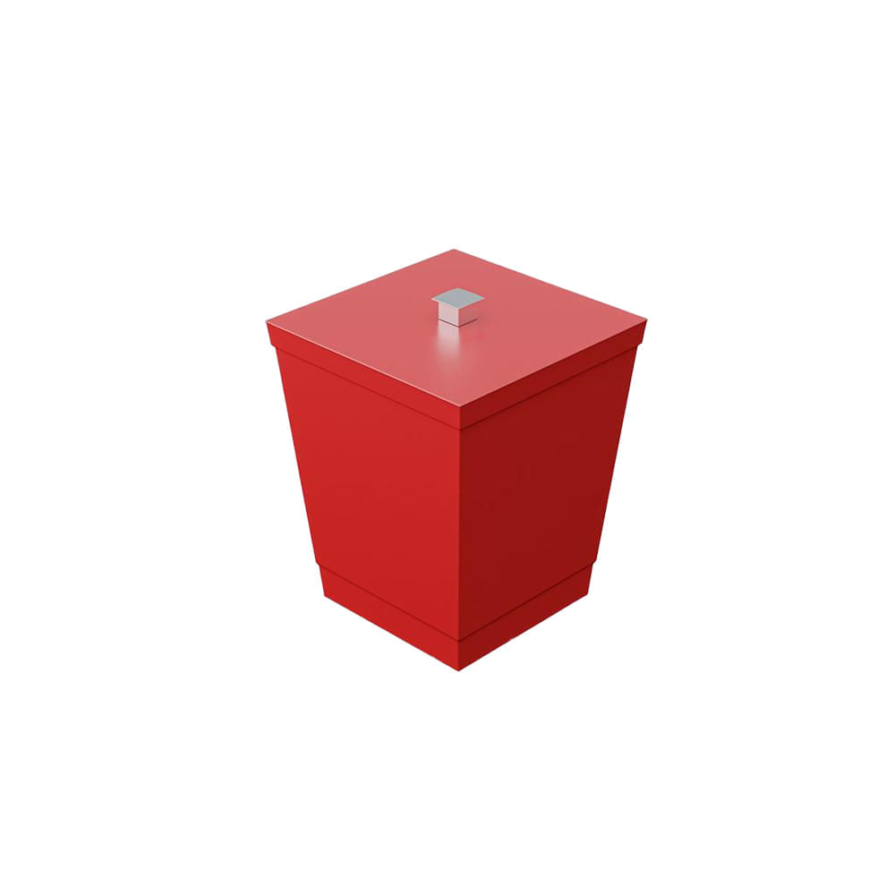 Lixeira quadrada com tampa Stolf 6,5L vermelho