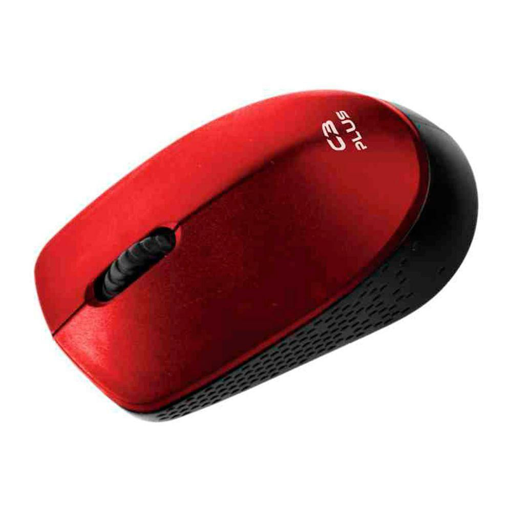 Mouse C3Tech C3Plus M-W17Rd, Wireless, 1000 Dpi, Vermelho