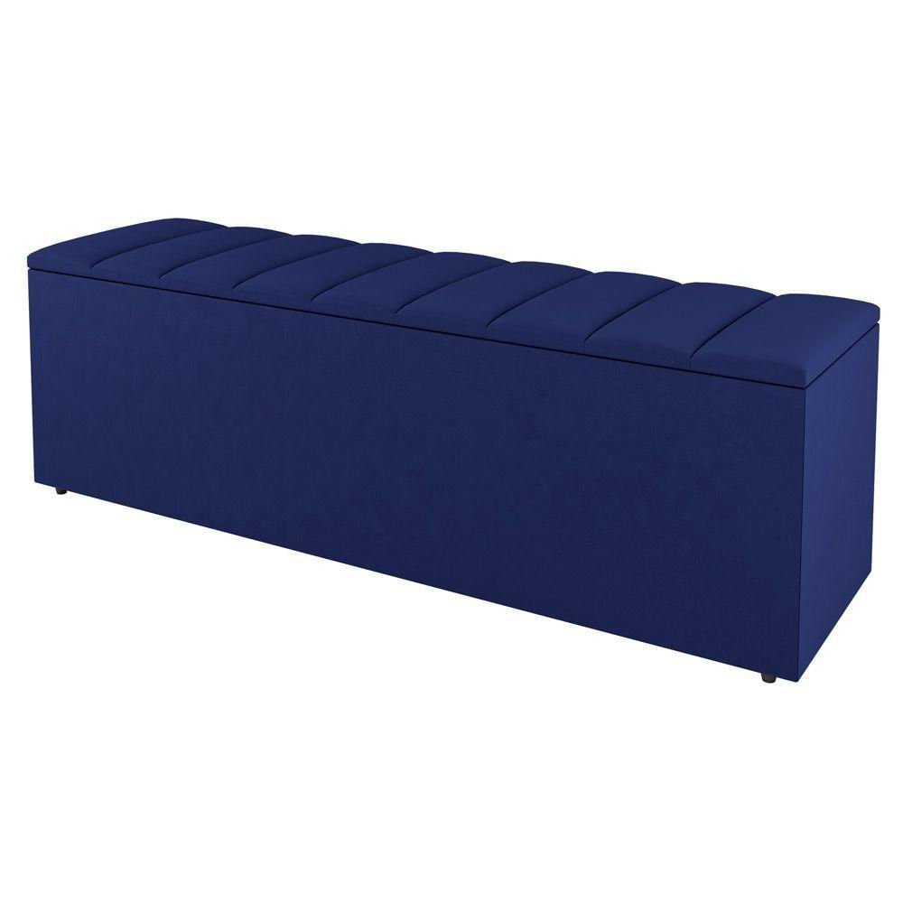 Calçadeira Baú Casal Cora 140Cm Suede Azul - Desk Design