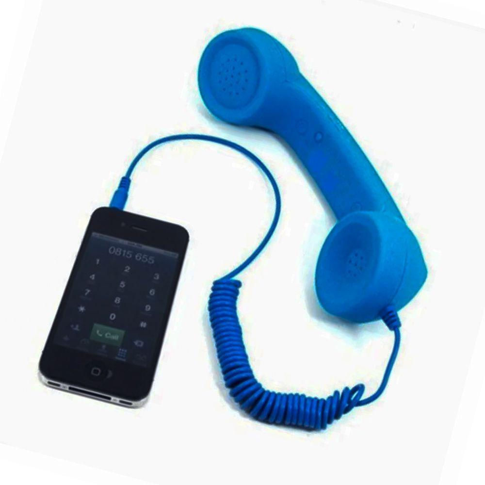 Monofone Microfone Kit 2 Und Pop Phone Estilo Retro Azul