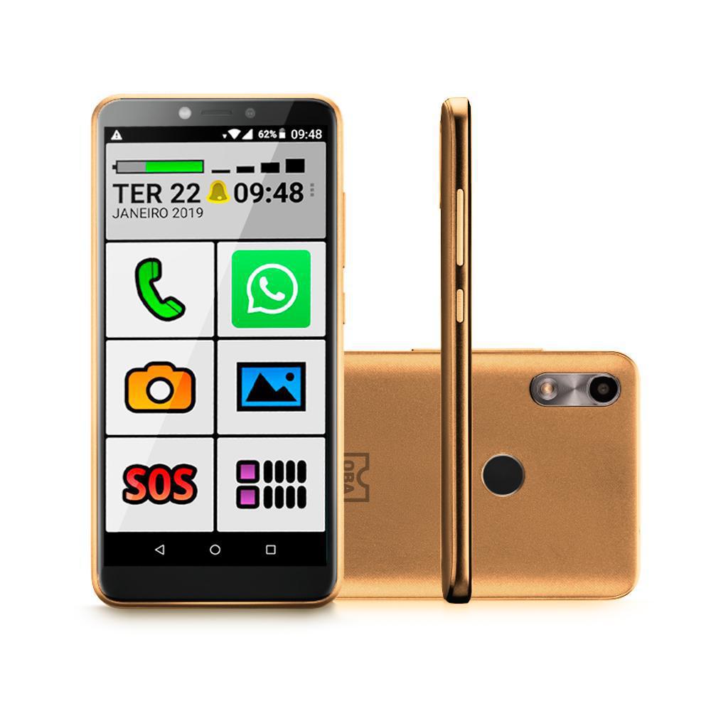Celular Do Idoso Com Whatsapp Letras Grandes 32Gb Dourado