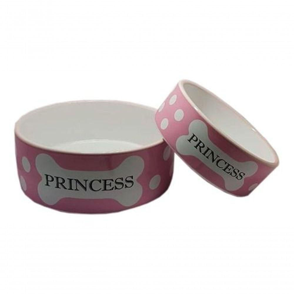Tigela P/ Cachorro Porcelana Príncipe E Princesa P/g Rosa