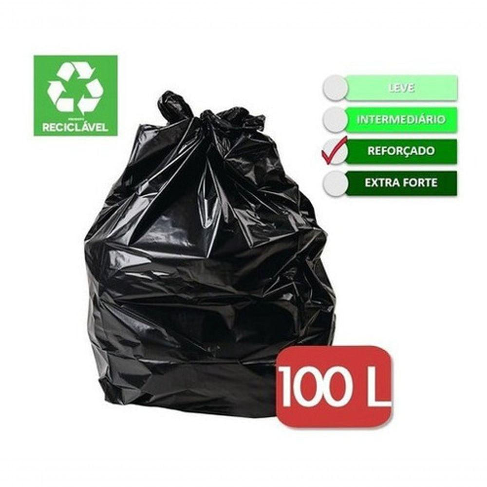 Saco De Lixo 100 Litros Reforçado Com 100 Unidades