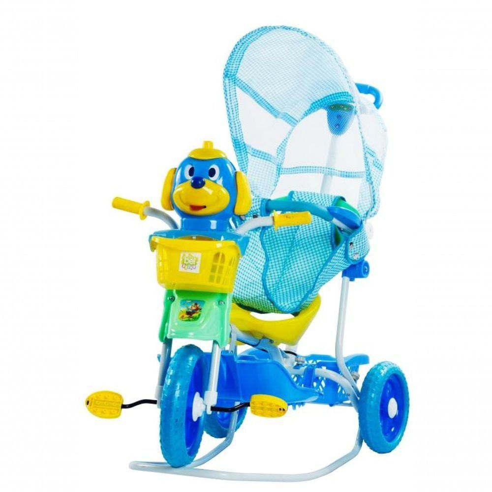 Triciclo Gangorra Com Capota Cachorro Azul - Bel Brink
