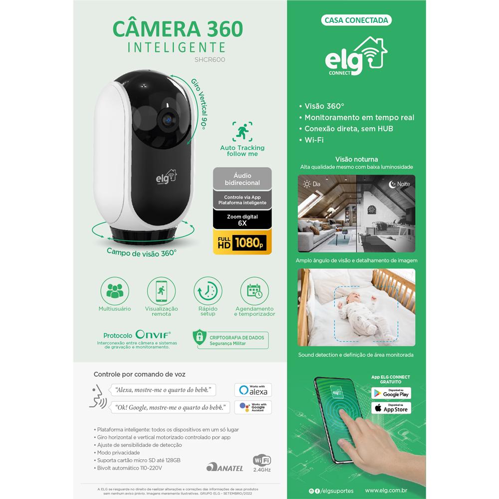 Câmera Robô WiFi 360° Inteligente ELG SHCR600