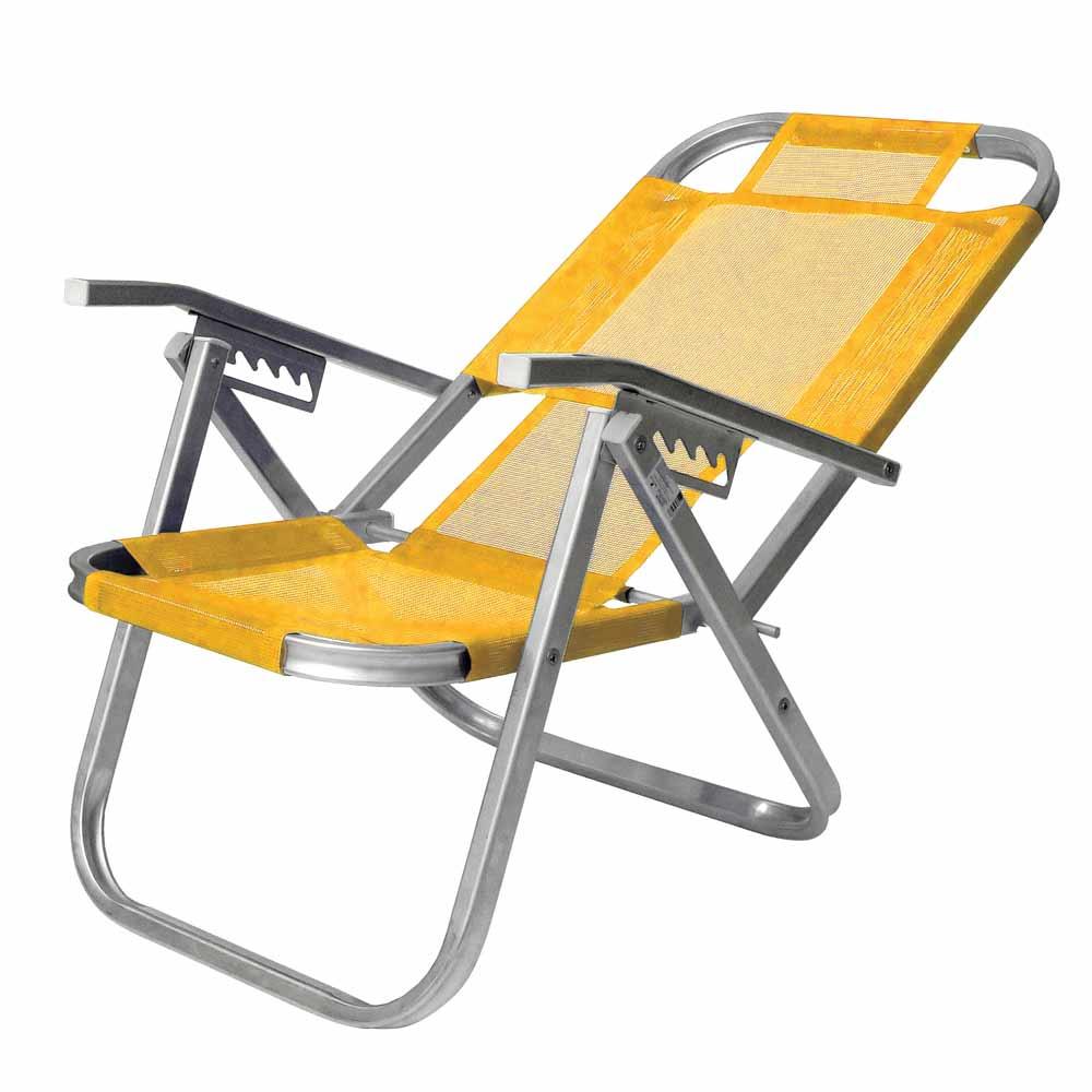 Cadeira de Praia Botafogo Lar & Lazer 5 Posições Alumínio Ipanema Amarela
