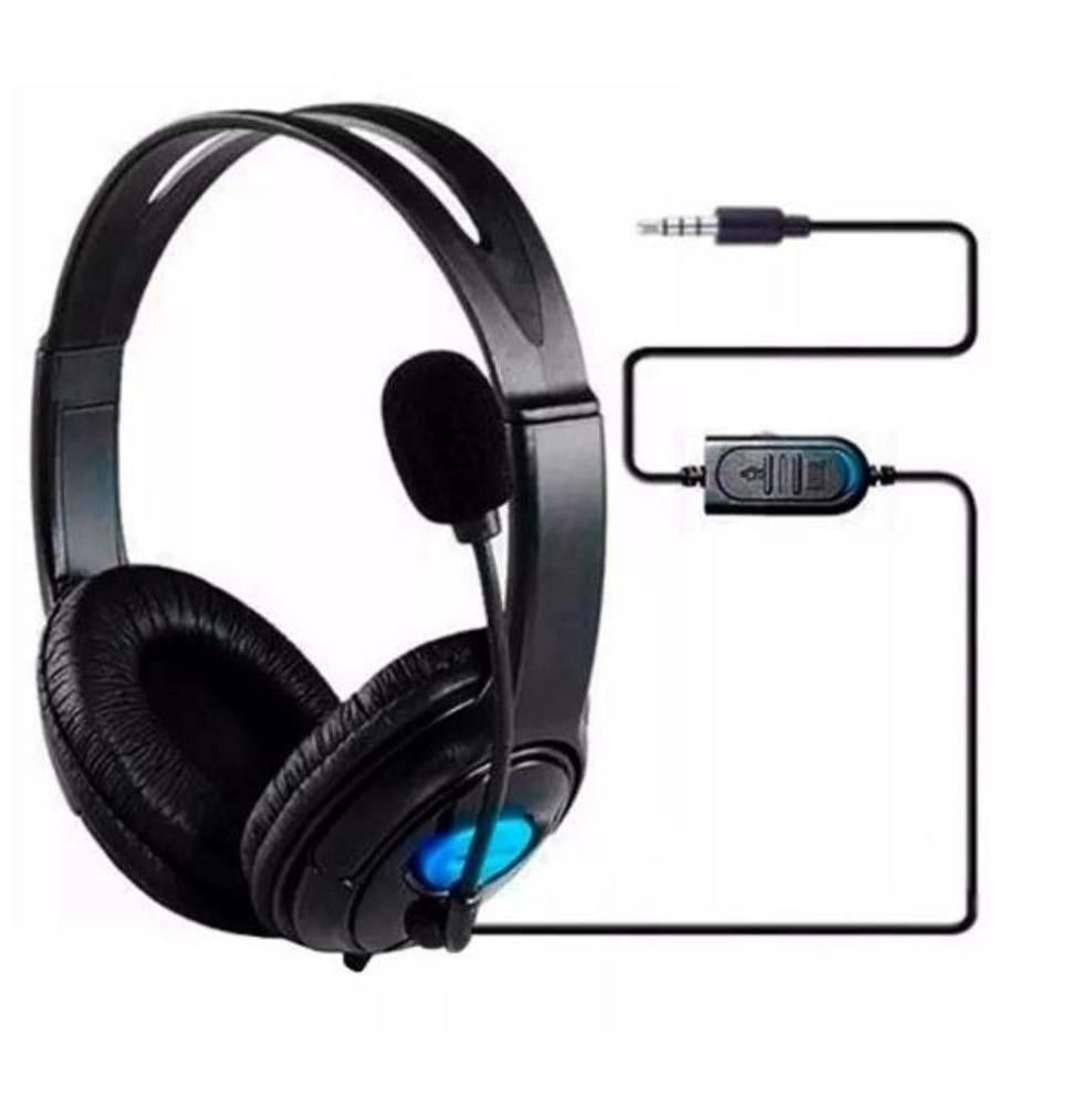 Fone De Ouvido Headset Estéreo Para Ps4 Playstation 4 com Microfone - Preto
