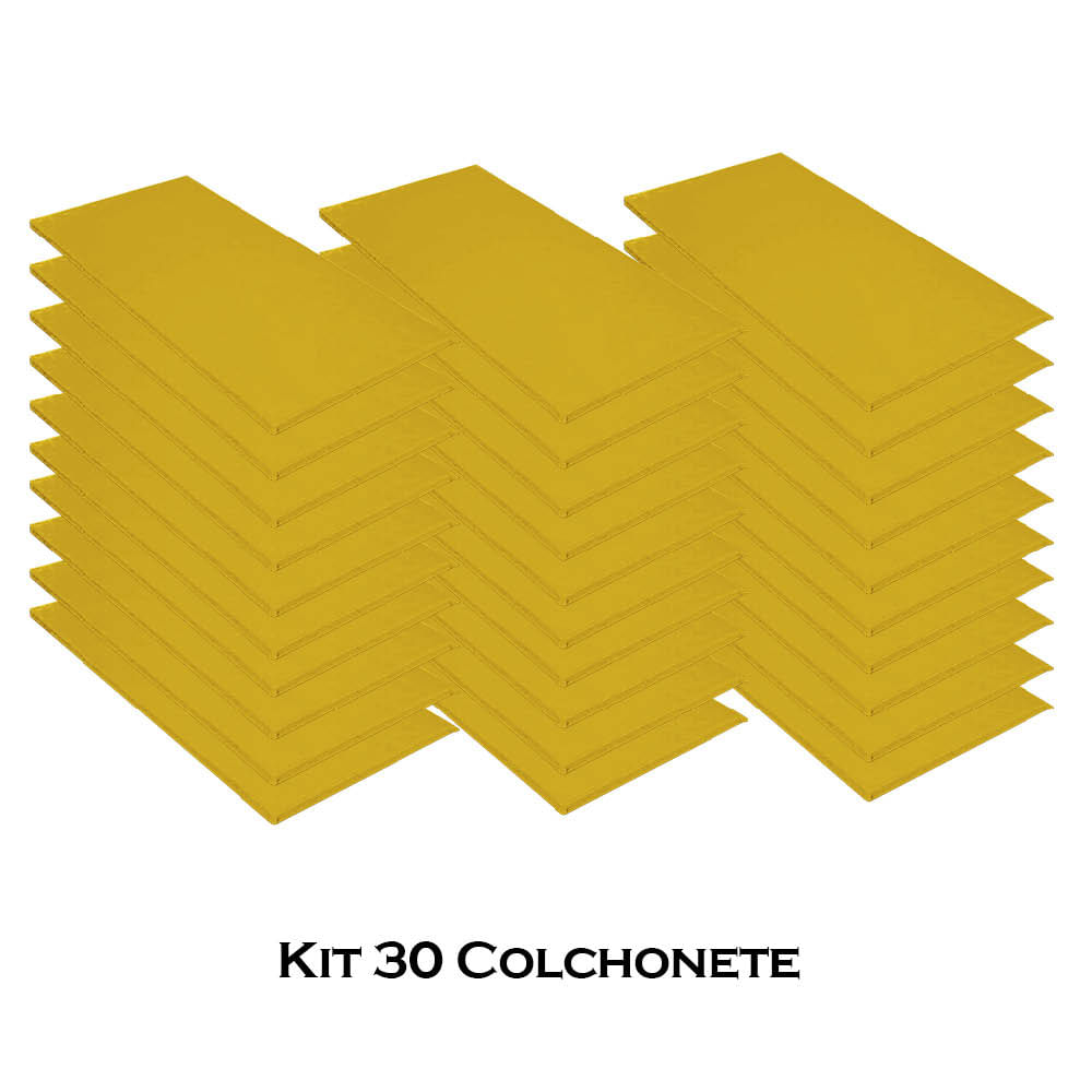 Kit 30 Colchonete Slim 95x59cm Solteiro Para Ginástica Academia Escola Suede Amarelo - Ahazzo Móveis