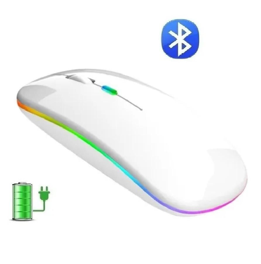 Mouse Sem Fio Bluetooth Wireless Recarregável E-1300 Pro Branco