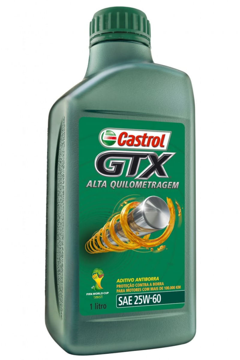 Óleo Lubrificante do Motor Castrol GTX Alta Quilometragem 25W60 Anti-Borra - 1L