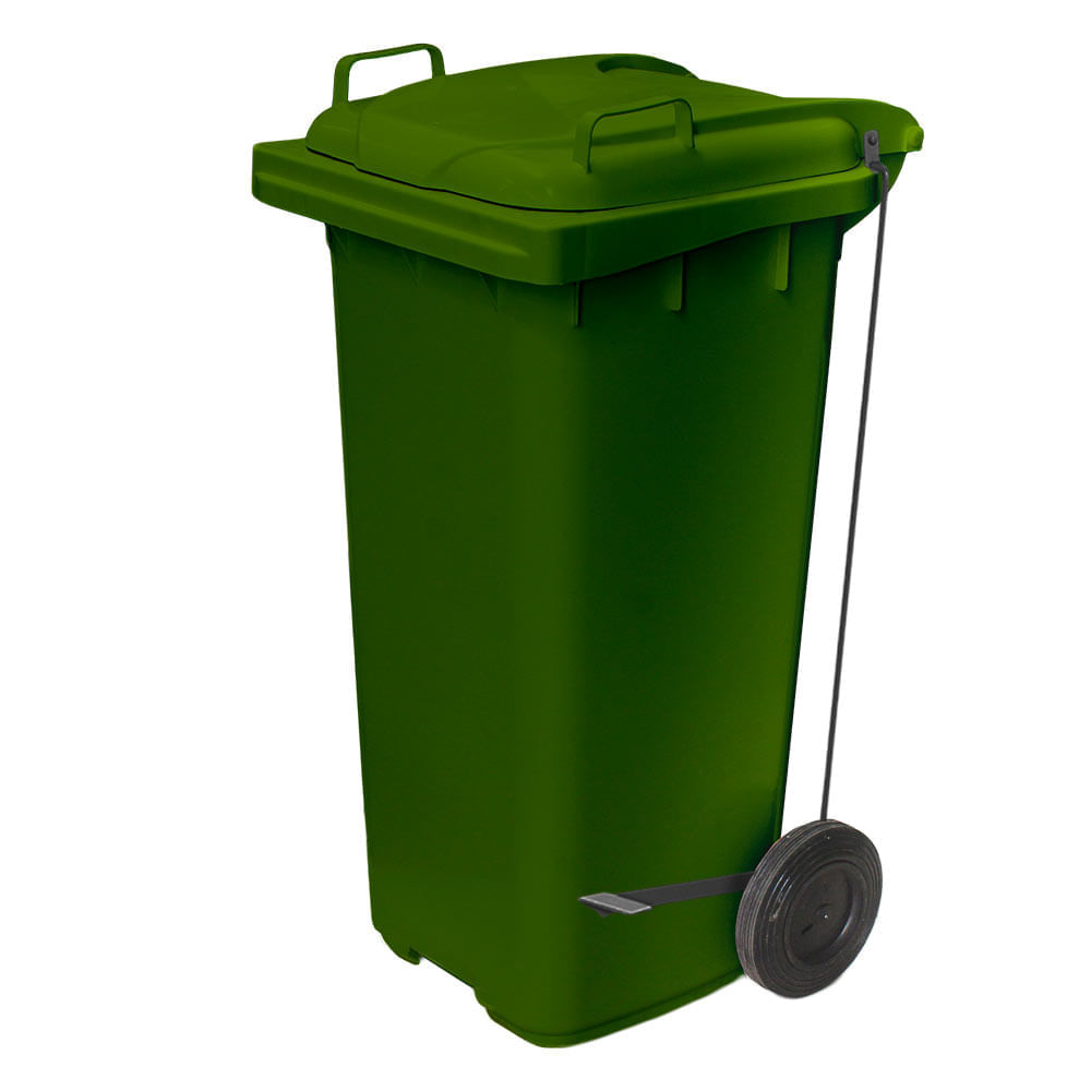 Contêiner de Lixo JSN Plástico c/ Pedal Lateral 120L Verde