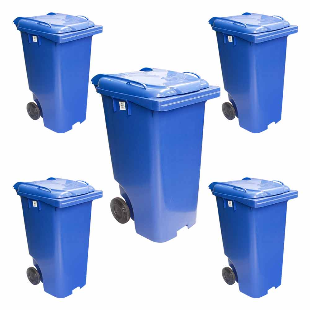 Contêiner de Lixo JSN em Plastico com Rodas 240L Azul 5UN