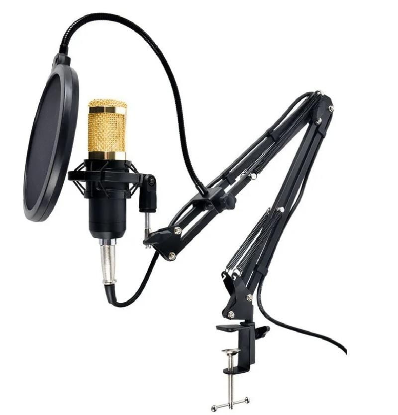 Kit Microfone Studio Gravação BM-800 + Pop Filter + Aranha + Braço Articulado