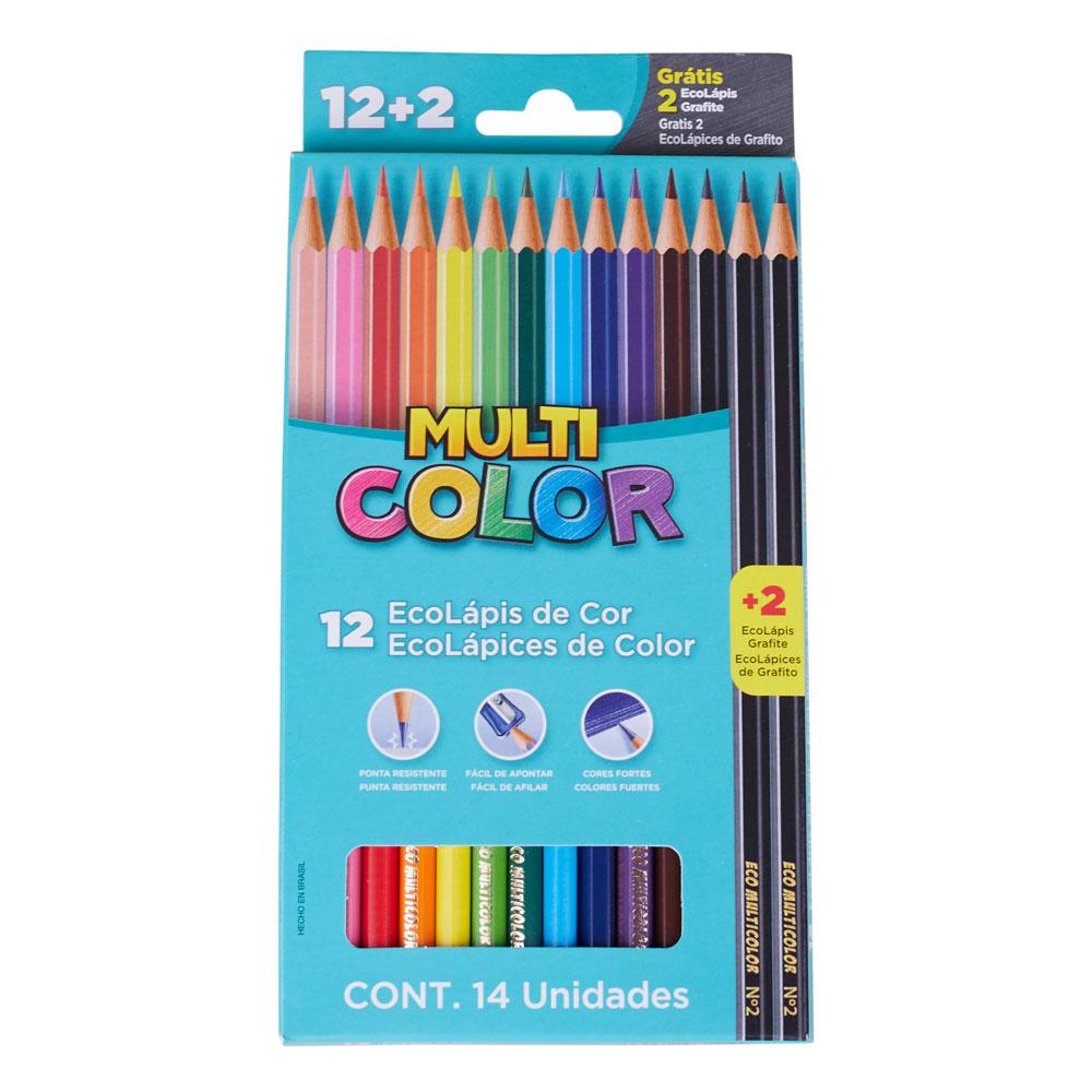 Lápis de Cor Multicolor com 12 Cores e 2 Lápis Grafite Faber-Castell 111200N