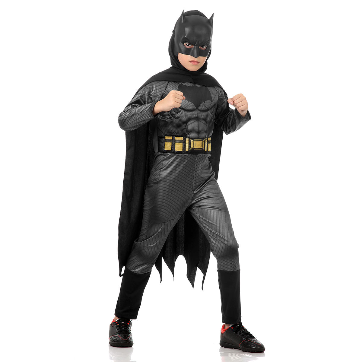 Fantasia Batman com Musculatura Infantil - Liga da Justiça P / UNICA