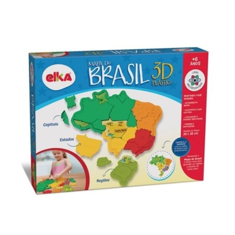Mapa do Brasil 3D Plástico
