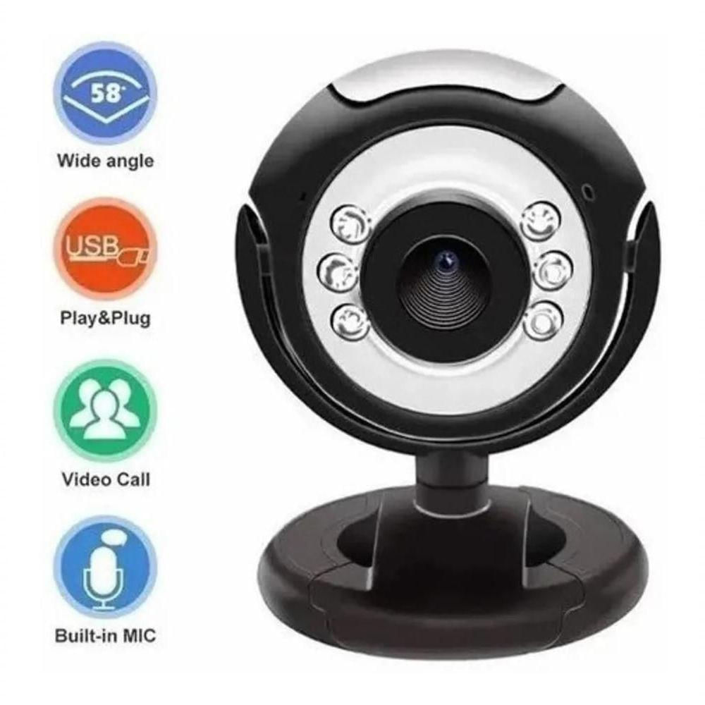 Webcam Câmera Hd 720p 6 Leds Microfone Visão Noturna Ley-53