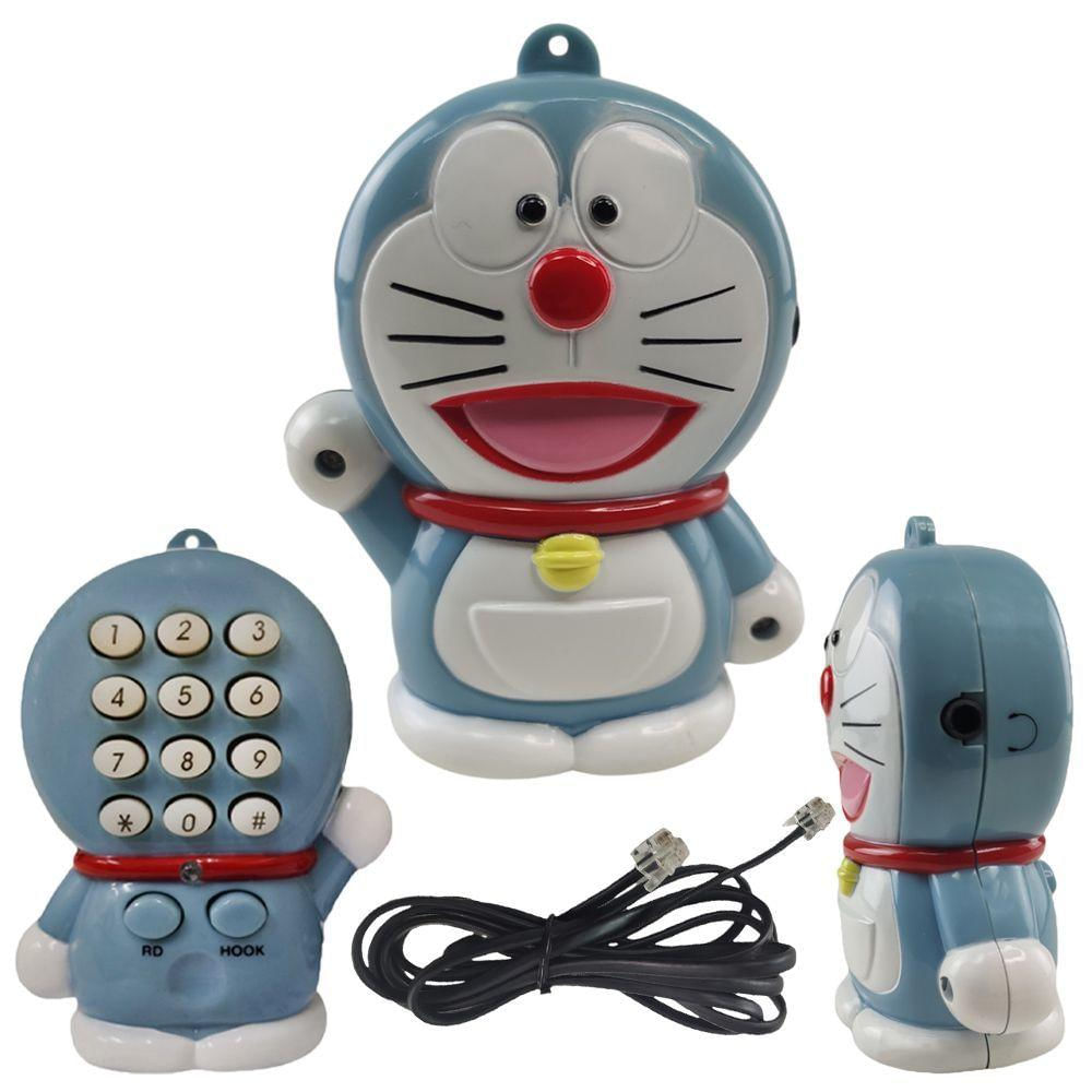 Mini Telefone Fixo Gato Doraemon Mesa C Headset Microfone