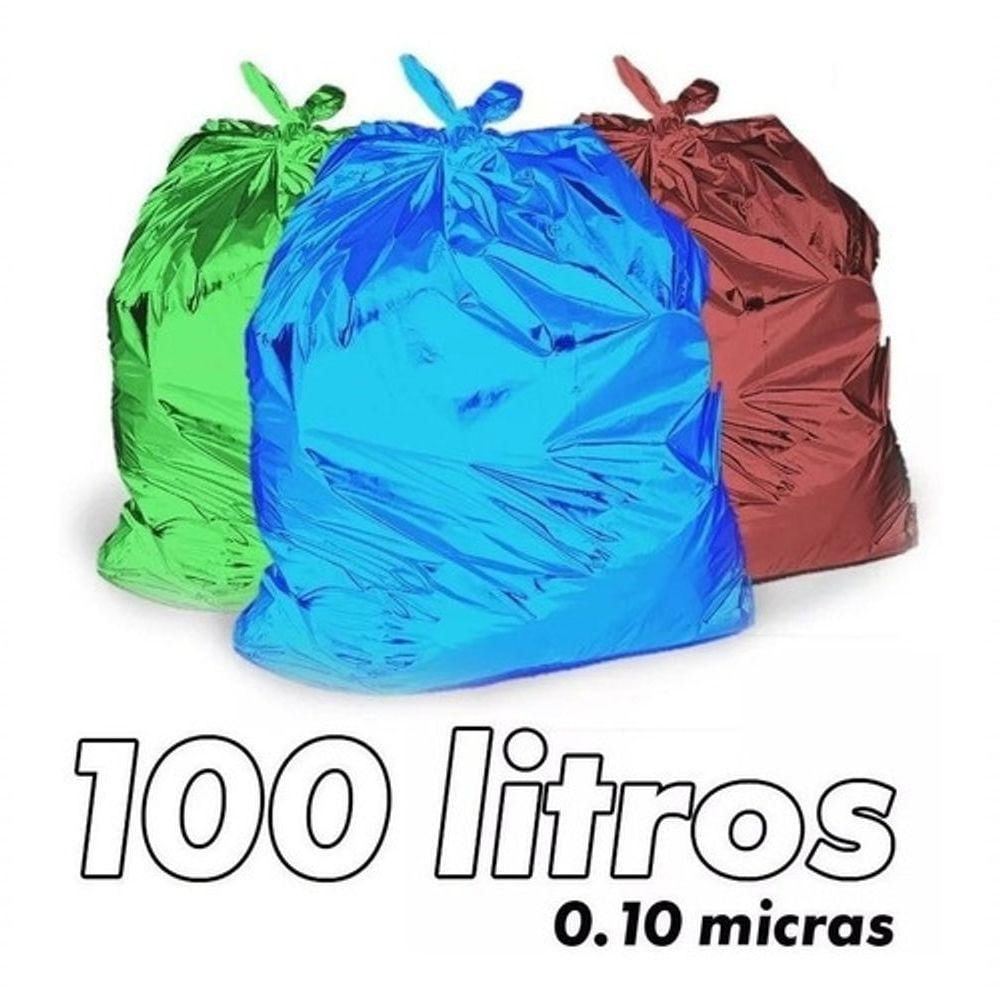 Saco De Lixo 100 Litros Colorido Reforçado 0,10 Micras 100u Cor:azul;color:azul