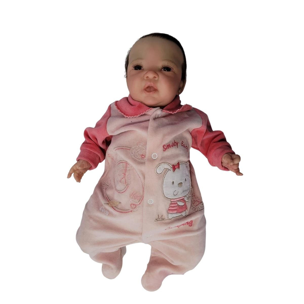 Boneca Bebê Reborn 45 cm Feita À Mão Com Roupinha Pink